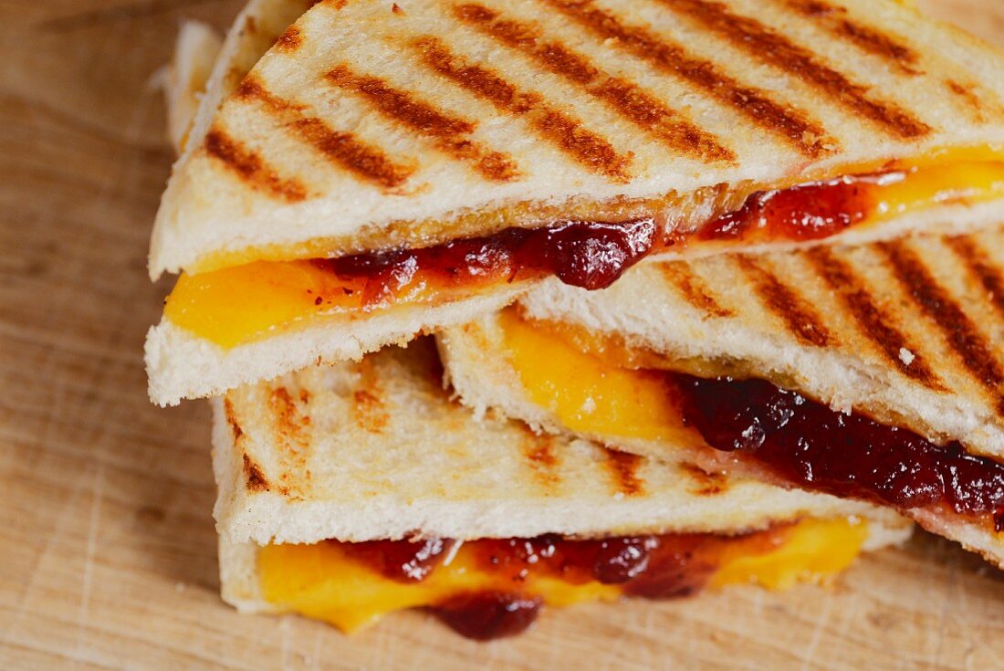 A toasted cheese and jam sandwich (USA)