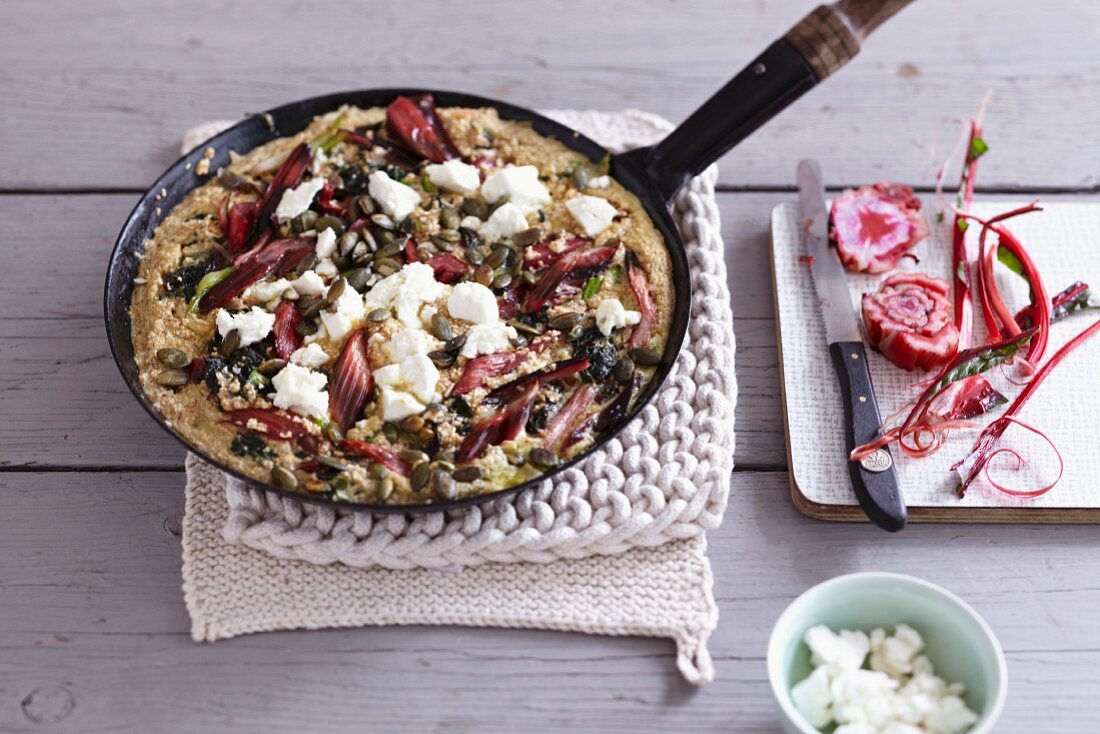 Frittata with red-stemmed chard and sheep's cheese