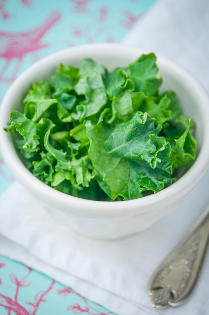 A bowl of freshly chopped green kale