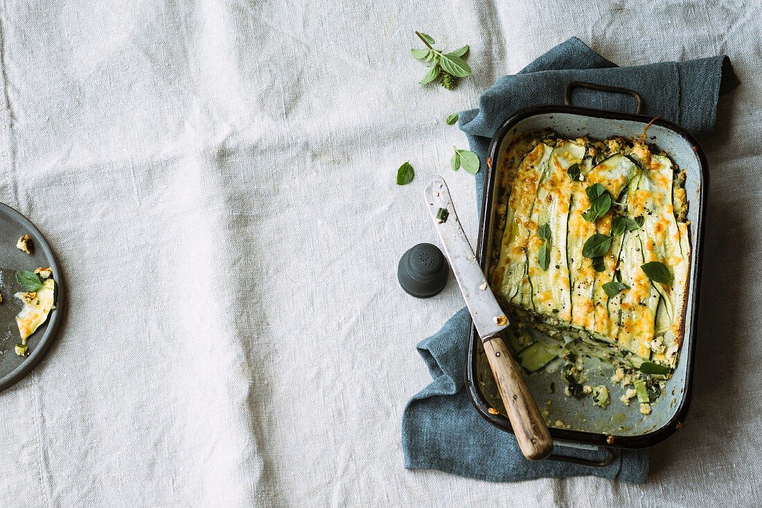 Courgette lasagne with tofu and cream cheese