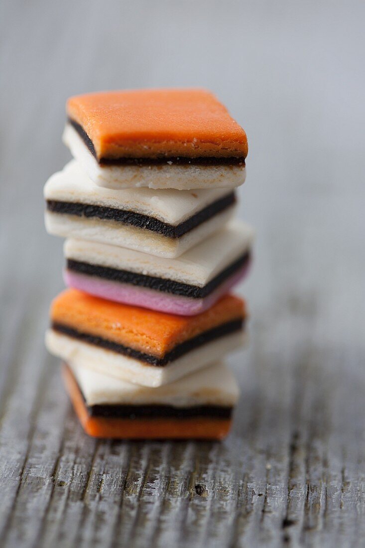 A stack of liquorice sweets