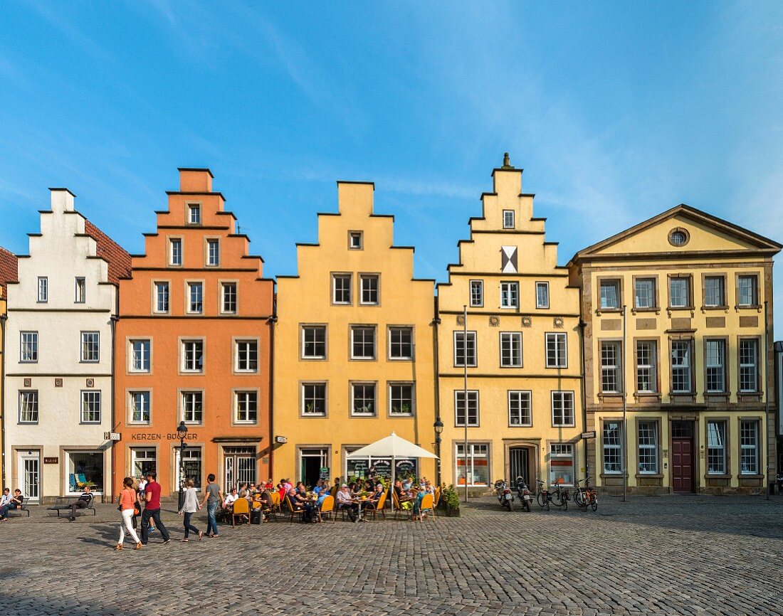 Beautiful façades with stepped gables on the market square in Osnabrück