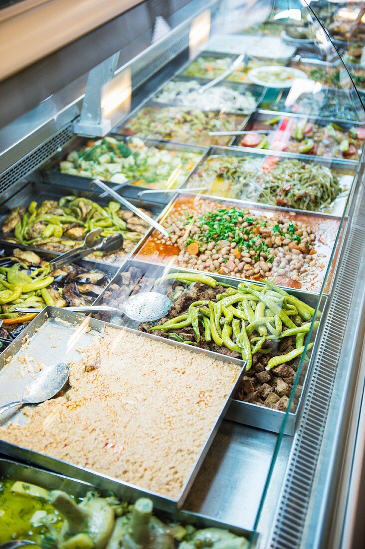 Turkish meze in a chiller display