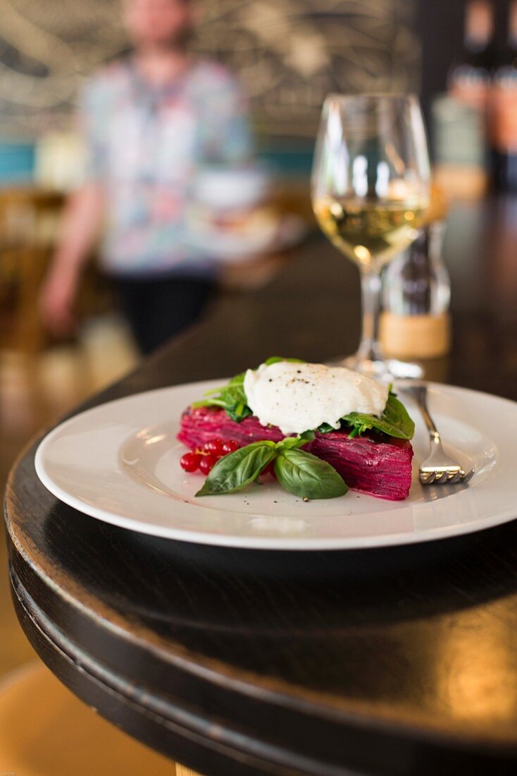 Beetroot and potato gratin