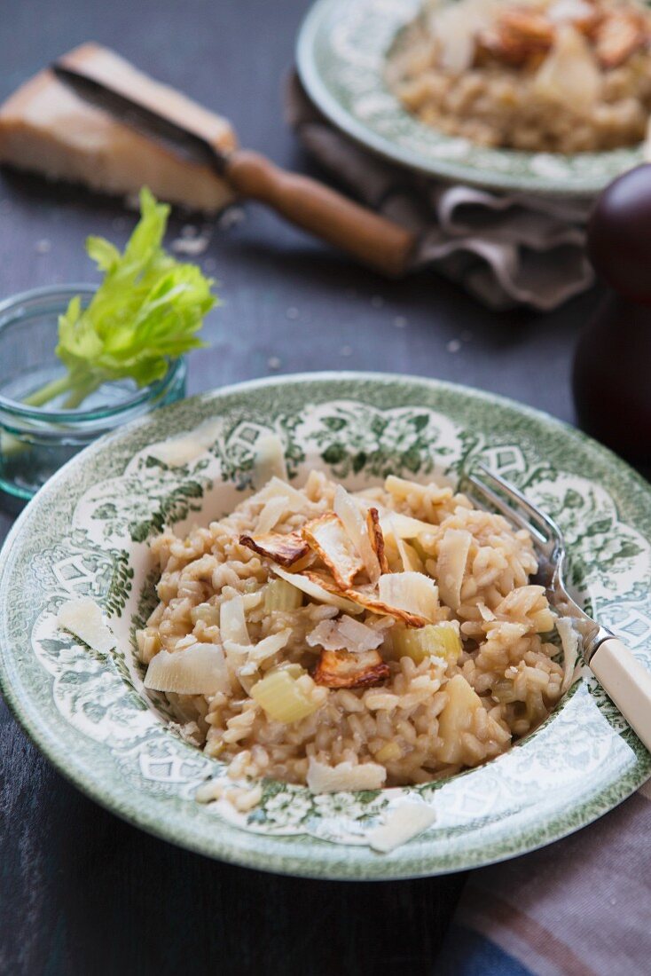 Celery risotto with Parmesan cheese