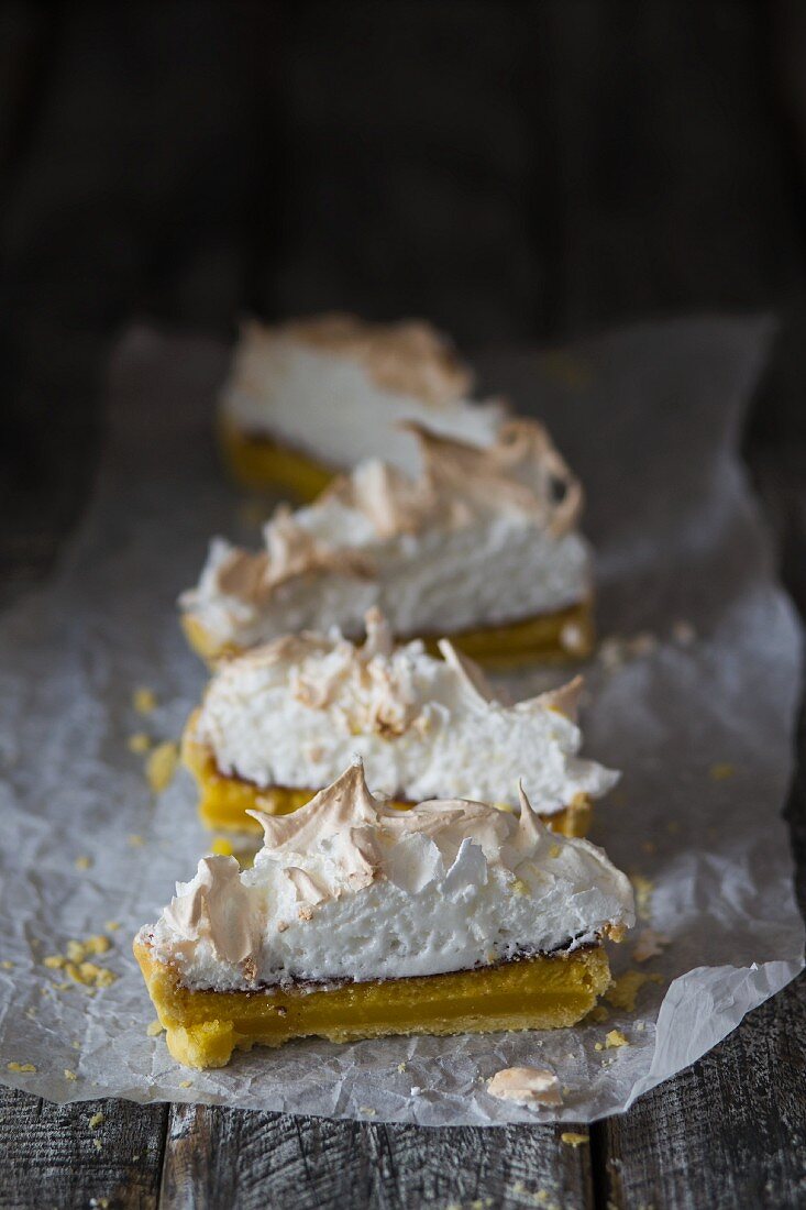 Slices of lemon meringue pie