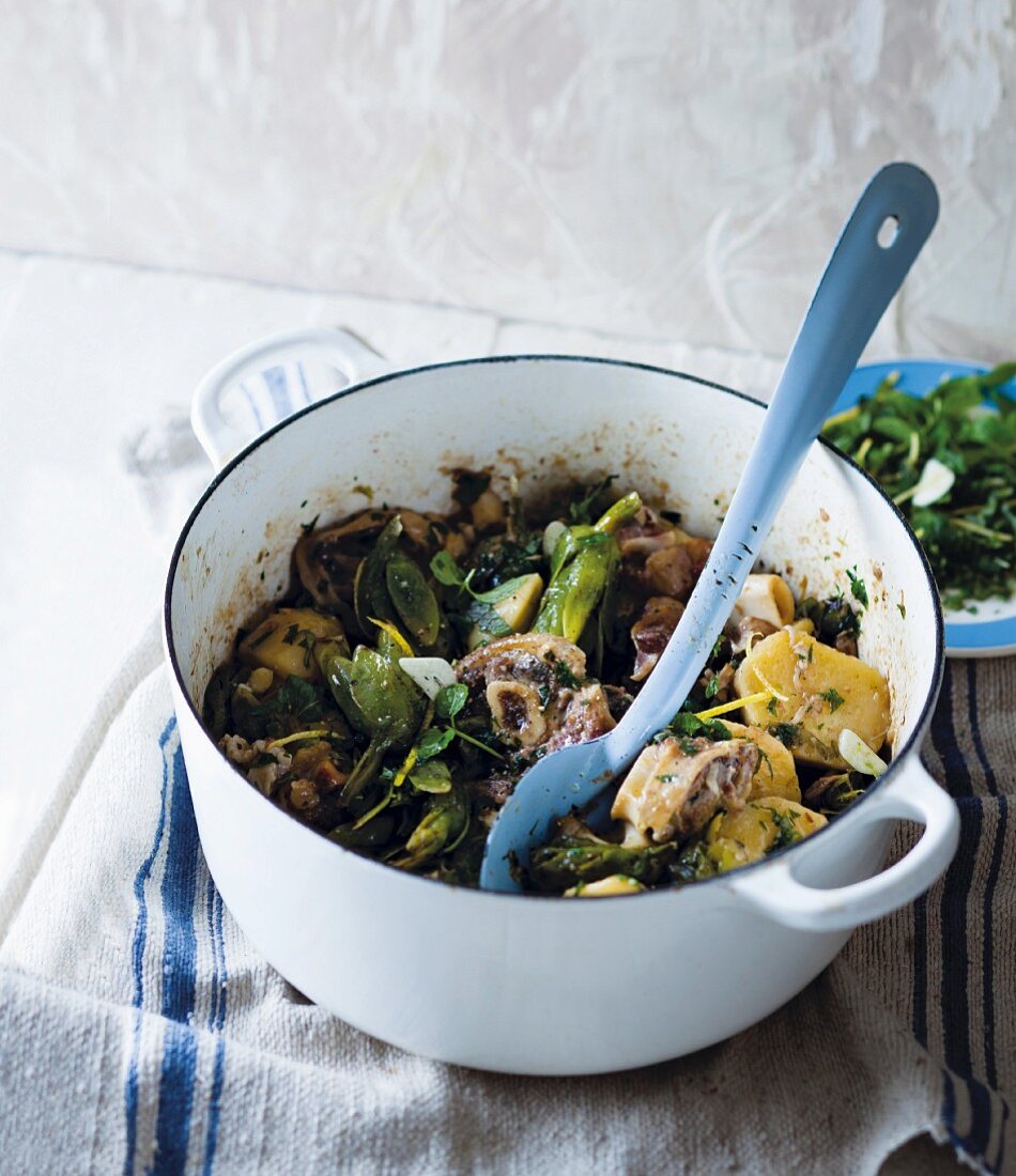 Waterblommetjie Bredie (Eintopf mit Lamm und Kartoffeln)