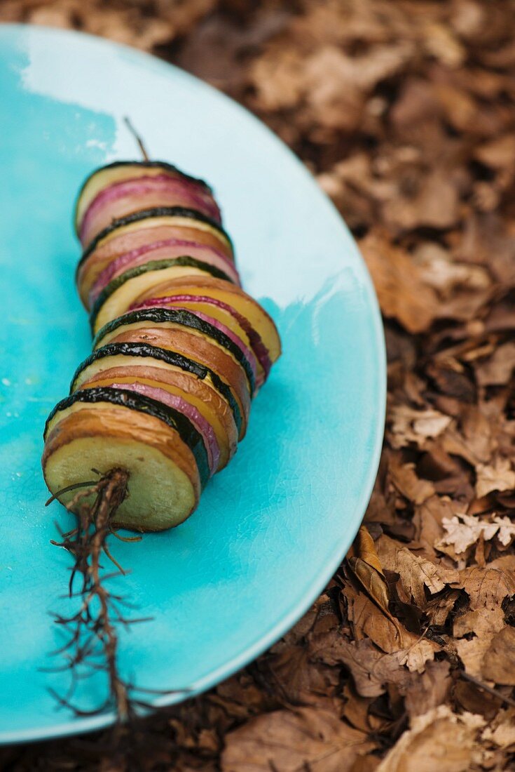 A potato and courgette kebab