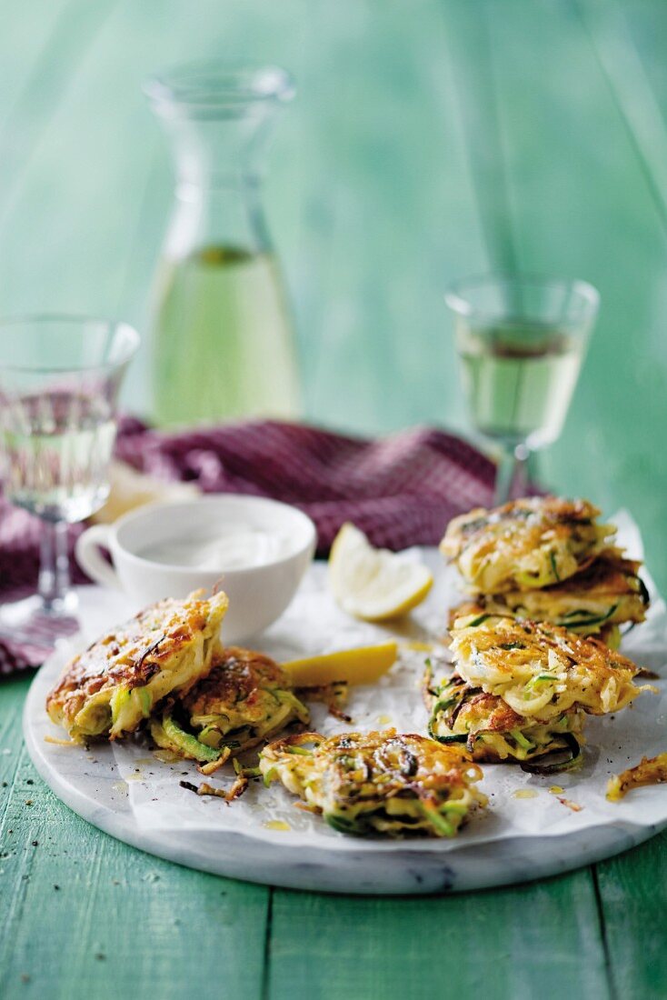 Garlic and courgette fritters with mint