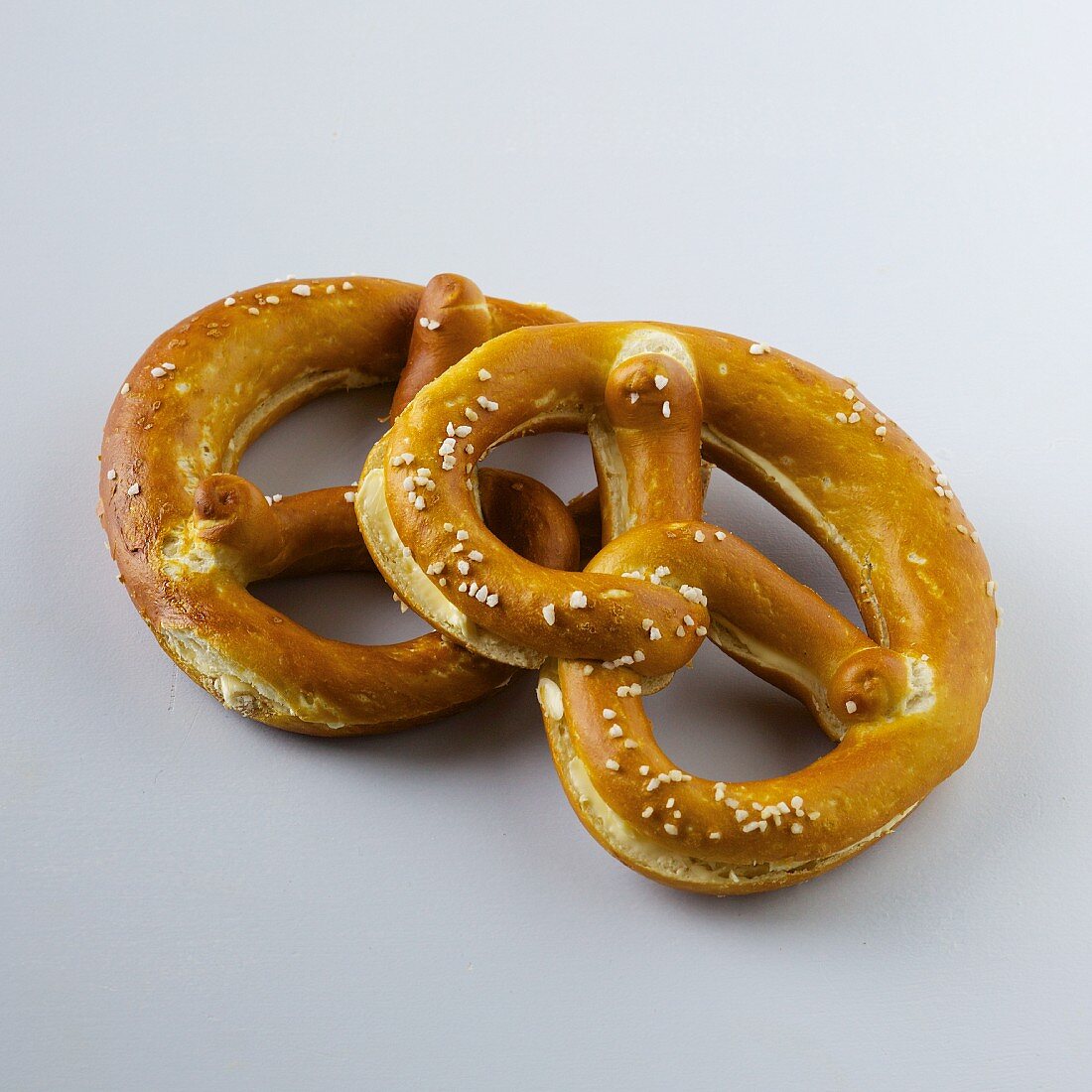 Two butter lye bread pretzels