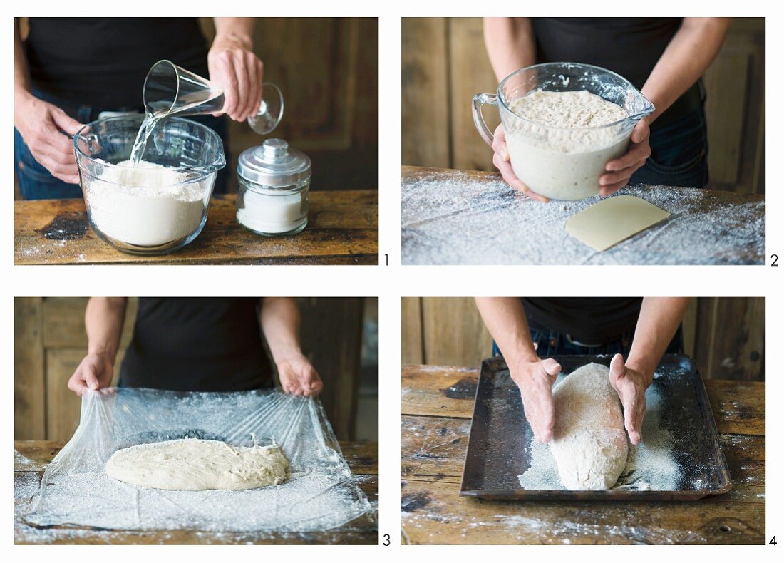 No knead ciabatta being made