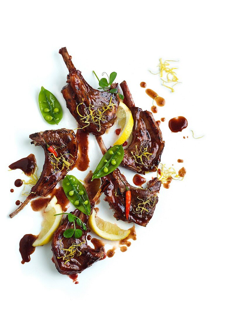 Lamb chops with a spicy plum sauce