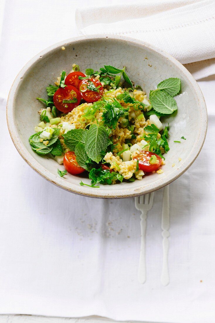 Tabbouleh with tomatoes and mint