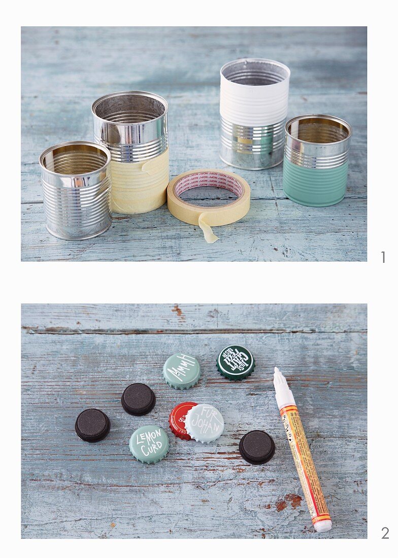 Gift wrap made from old tins and beer bottle lids