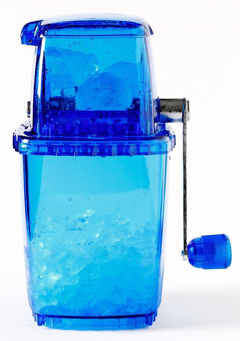 A blue ice crusher
