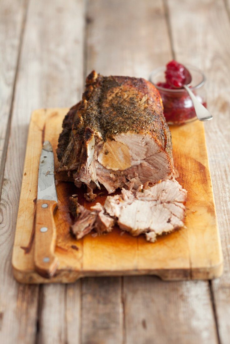 Roast pork loin with cranberries