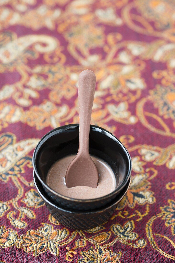 A chocolate spoon for making hot chocolate