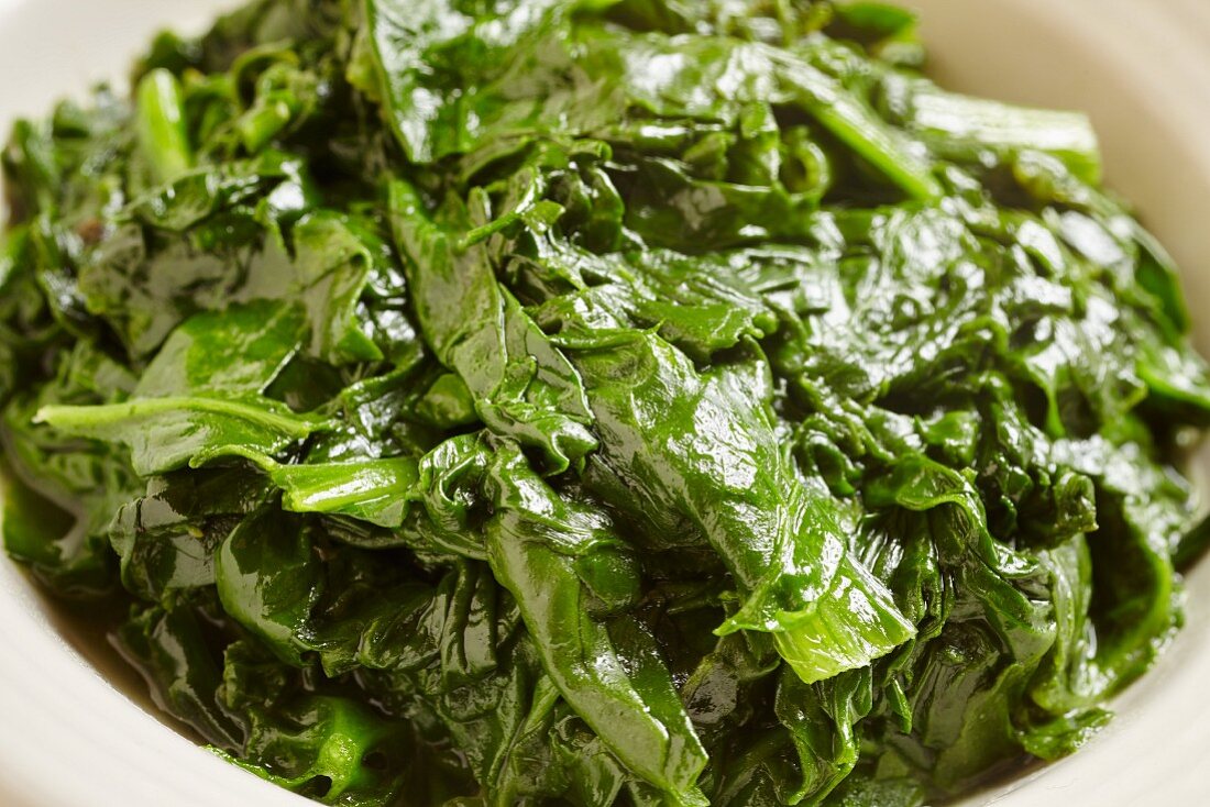 Spinach cooked in butter