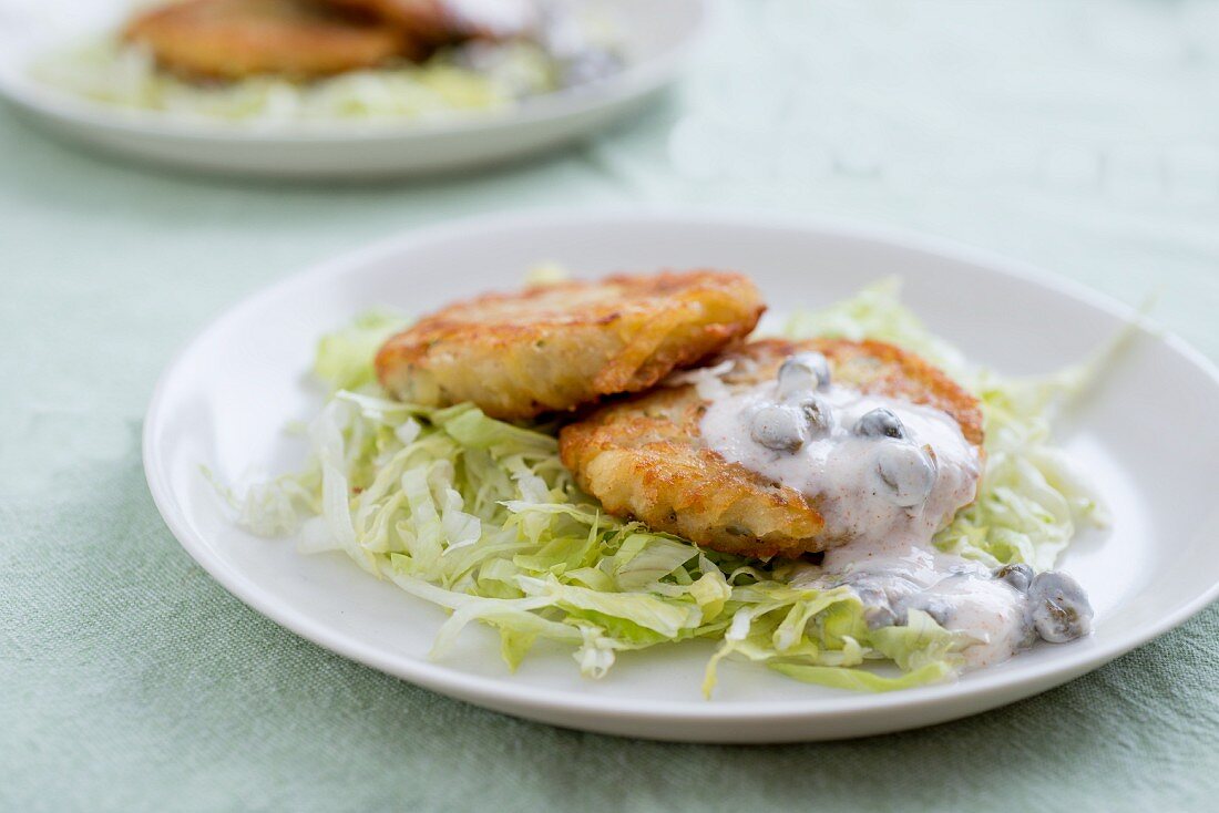 Fishcakes with a caper sauce