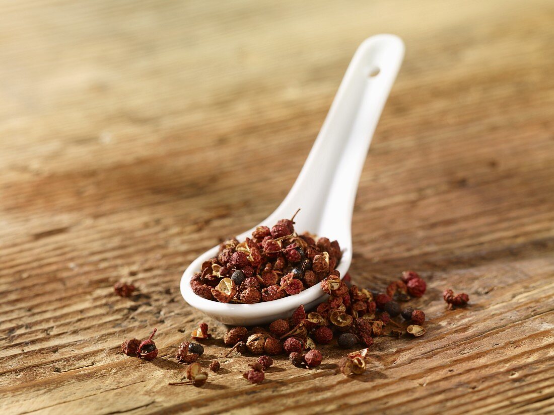 Szechuan pepper on a spoon