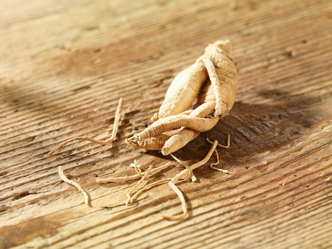 Ginseng on a wooden surface