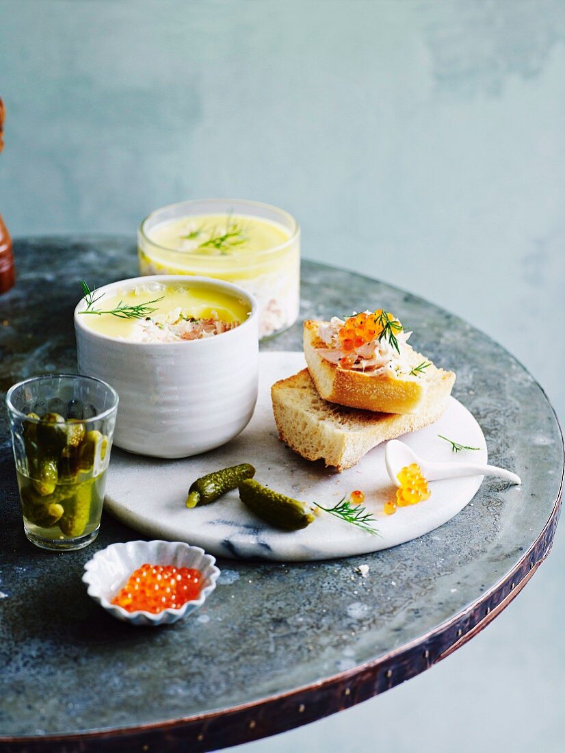 Potted trout with toasted baguette