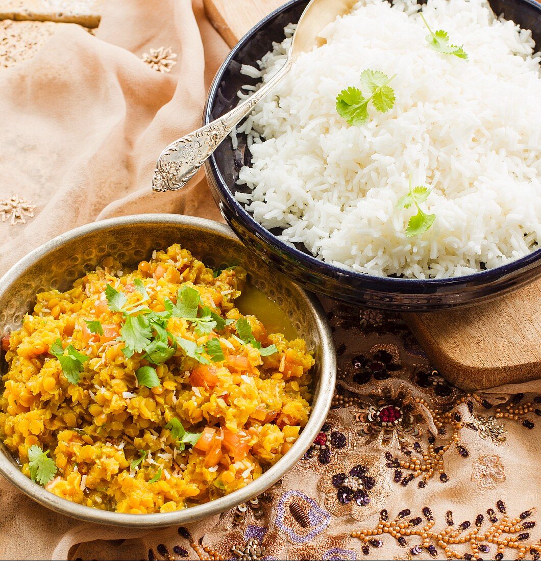 Vegan dhal with rice (India)