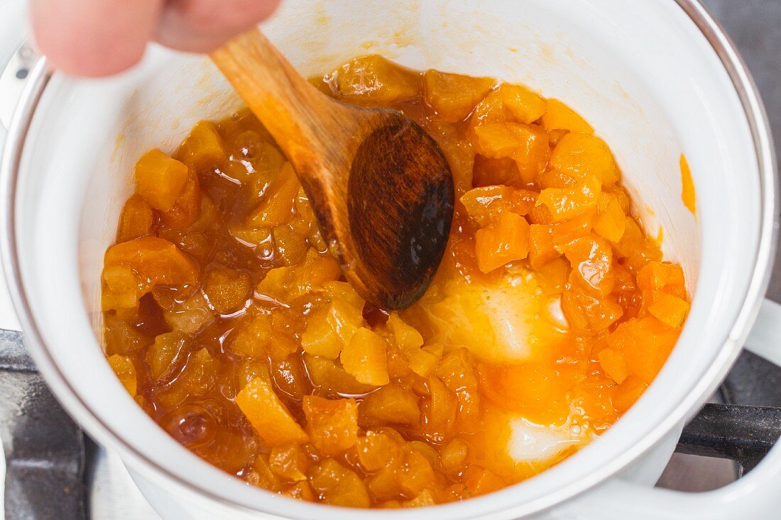 Apricots being stewed