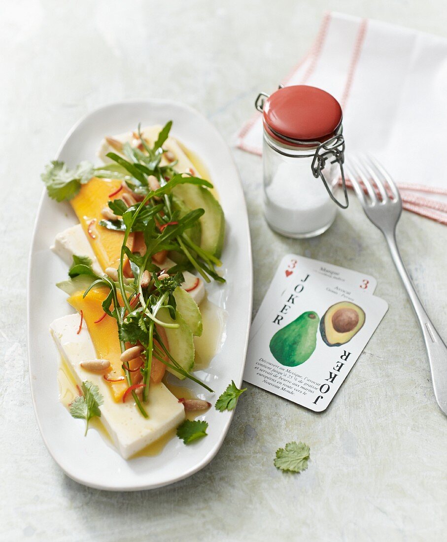 Mango and avocado salad with silken tofu