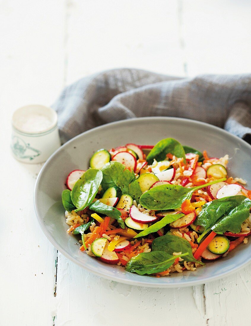 Rice and vegetable salad with Parmesan vinaigrette