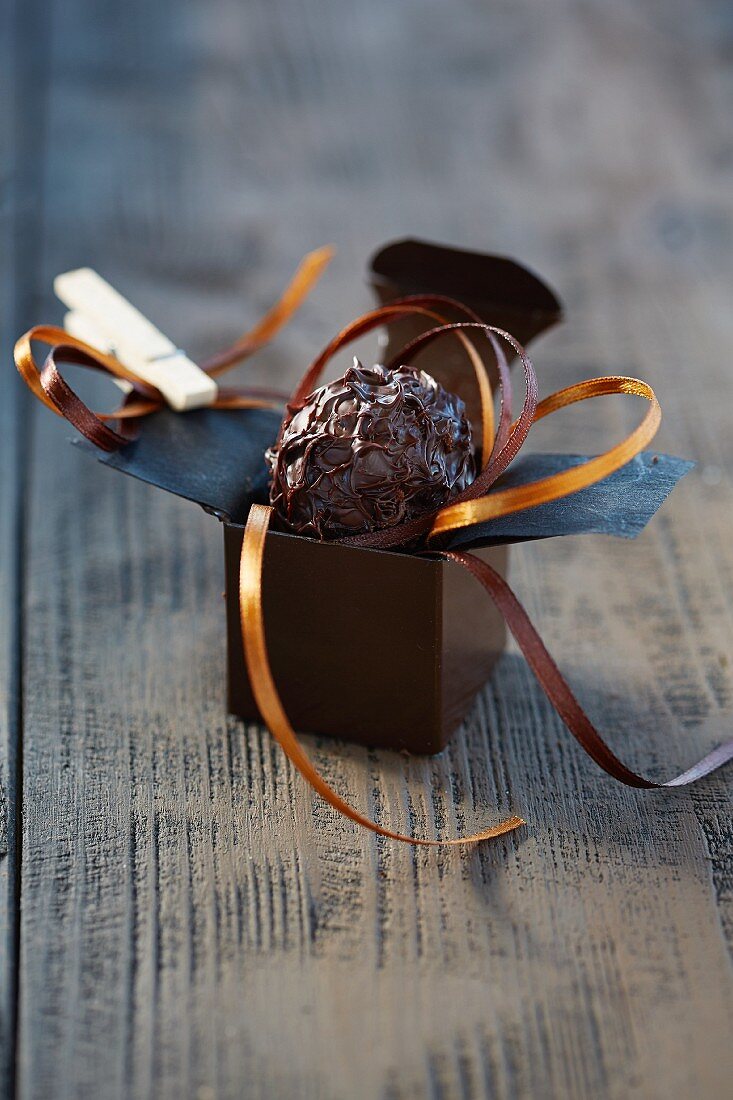 A chocolate balsamic truffle