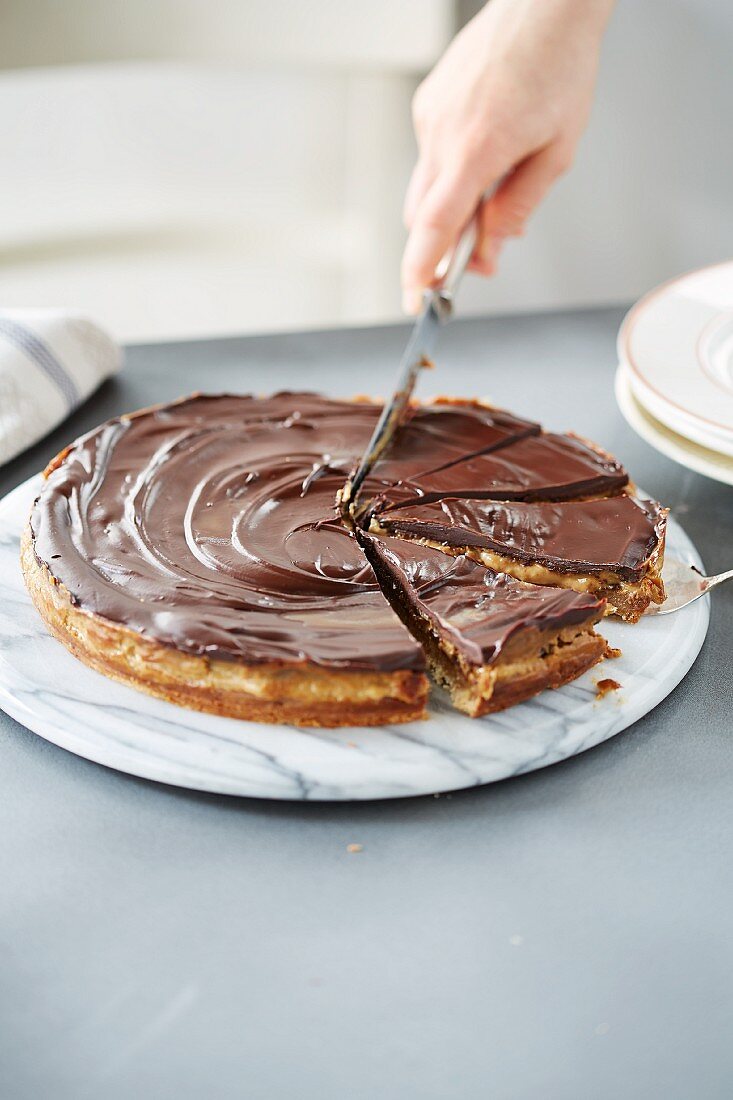 Chocolate and caramel pie