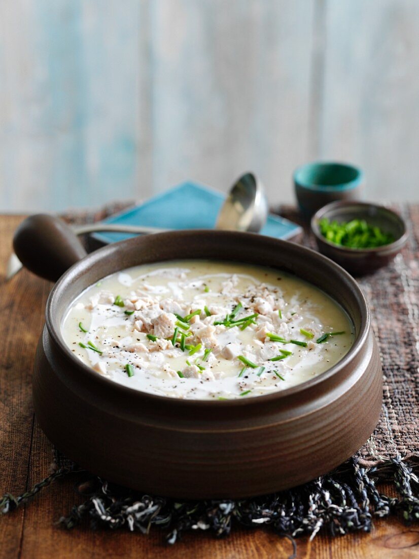 Chicken soup with chives