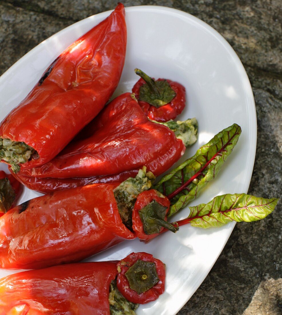 Stuffed red pointed peppers