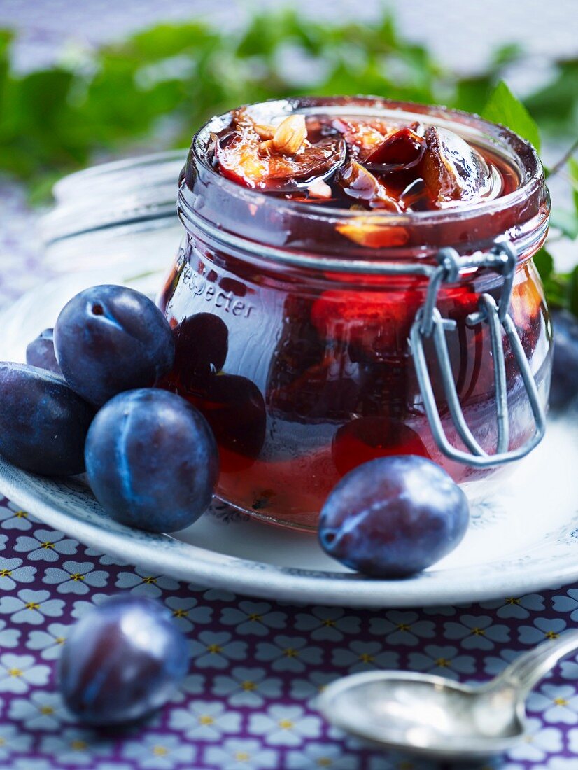 A jar of plum jam