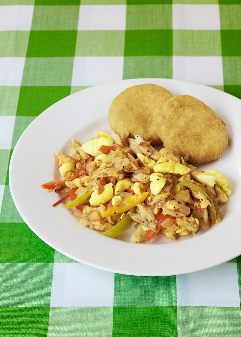 Ackee and salt fish (traditional dish from Jamaica)