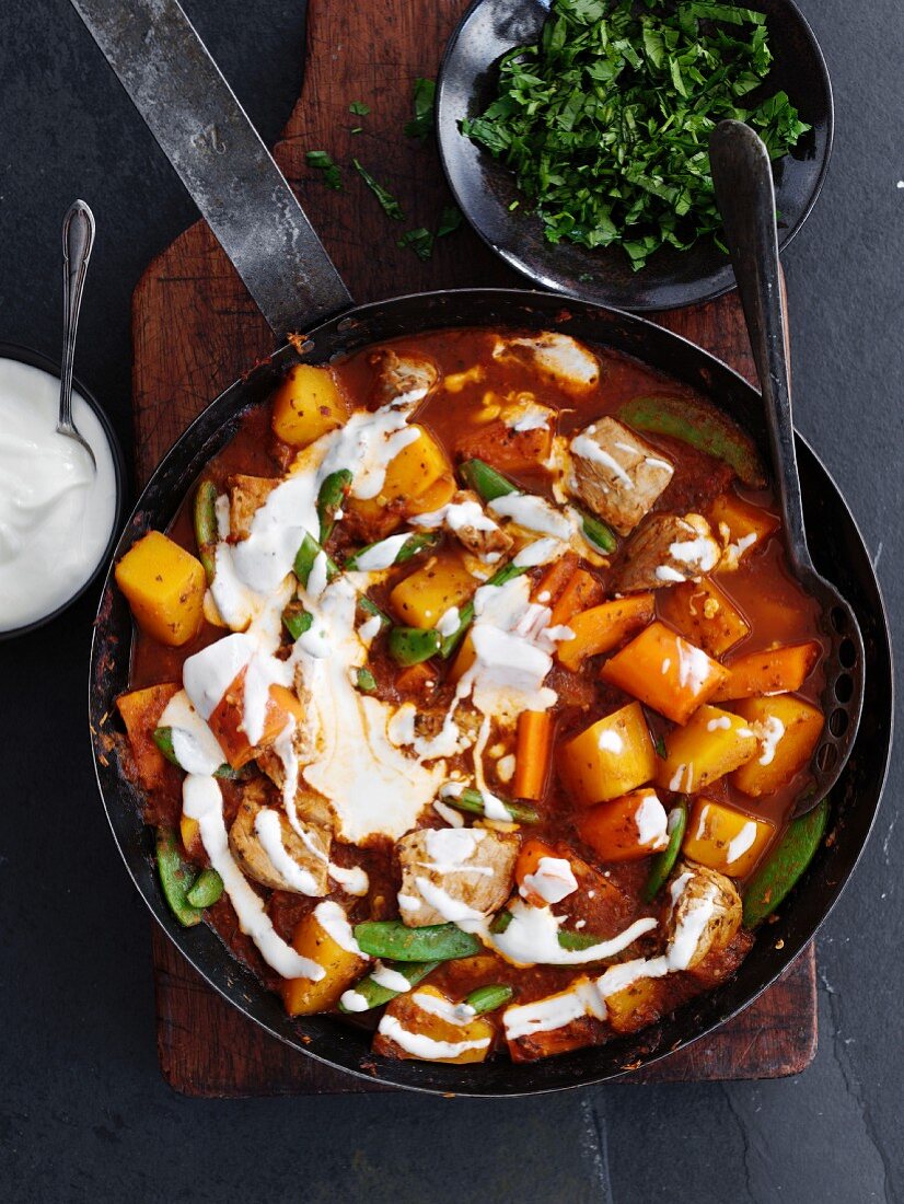 Turkey curry with butternut squash and yoghurt
