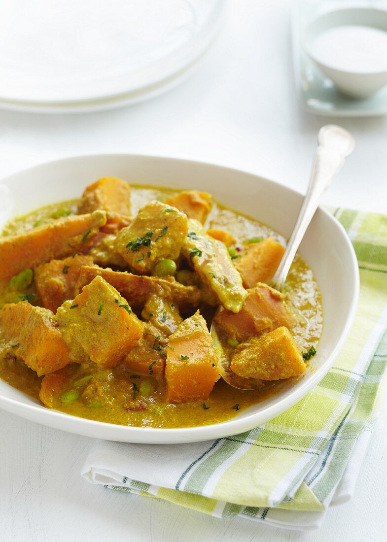 Süsskartoffelcurry mit Edamame