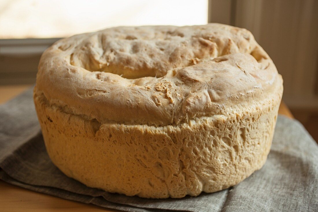 A freshly baked loaf of bread for Thanksgiving