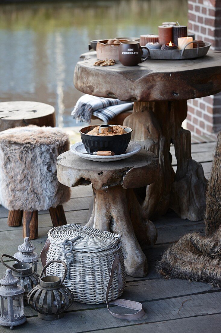 Rustic tree stump table