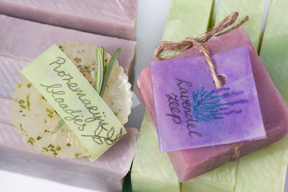 Hand-made soap with lavender and rosemary