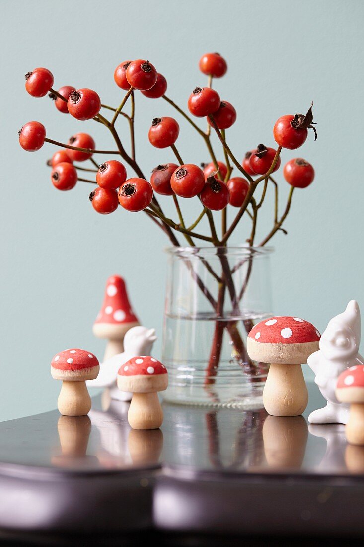 Rose hips in vase