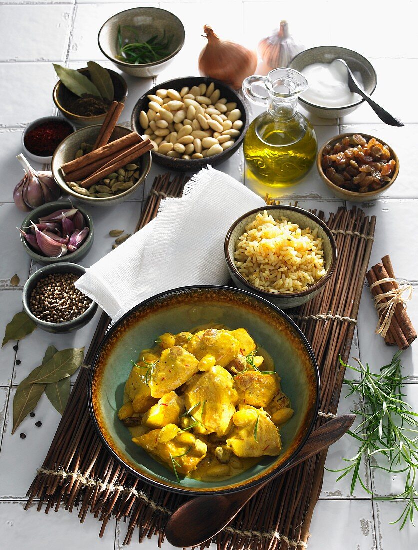 Hähnchencurry mit Reis (Indien)