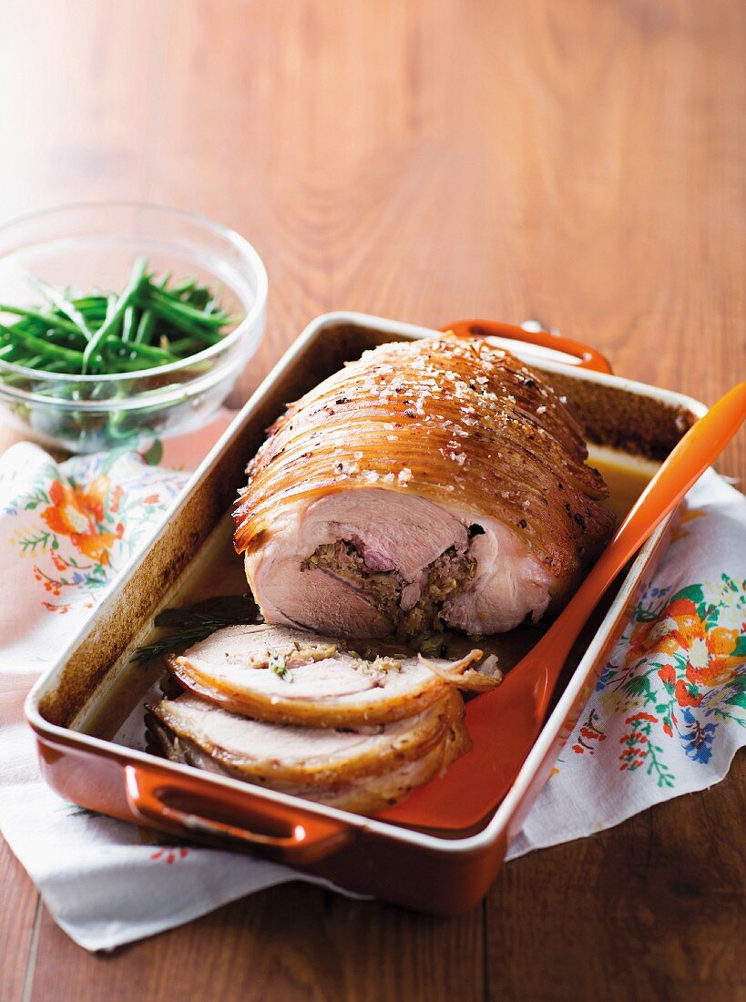 Roast pork filled with apple