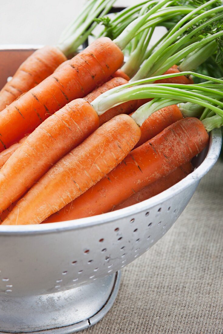Carrots in a colander