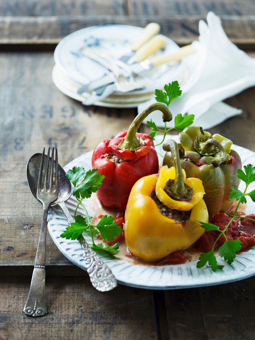 Stuffed peppers with tomato sauce