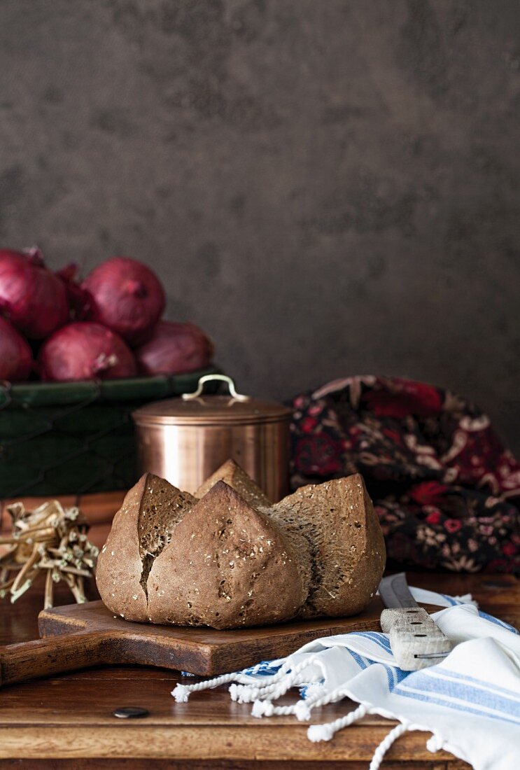 Soda bread with molasses and buckwheat flour