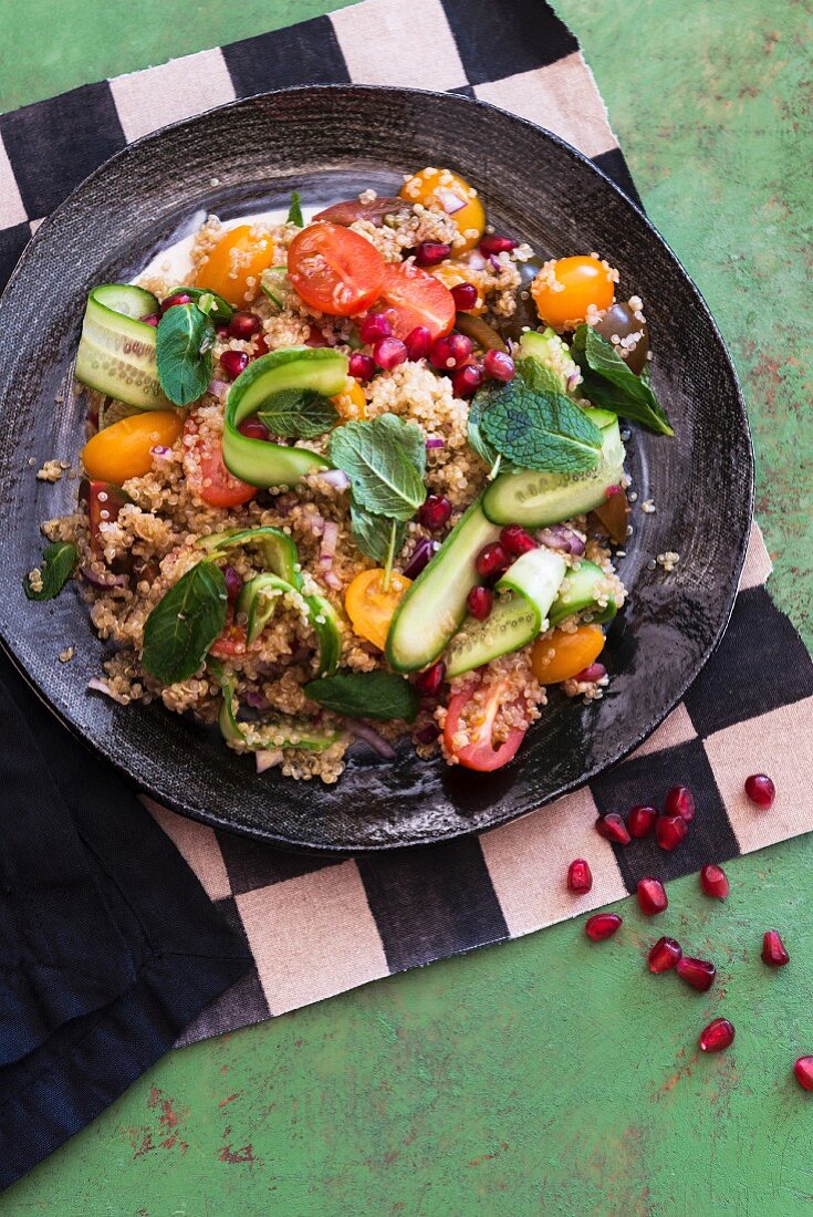Quinoa salad with vegetables and mint