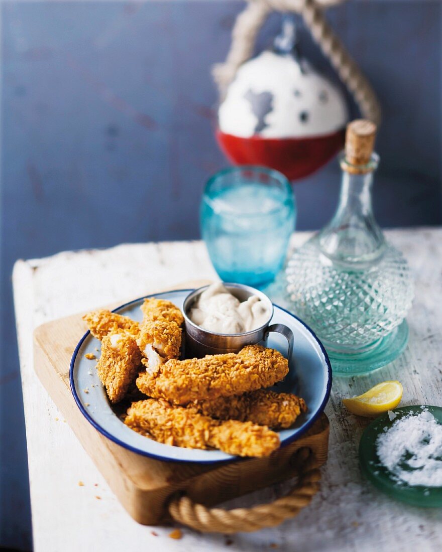 Fischstäbchen mit Cornflakes Panade