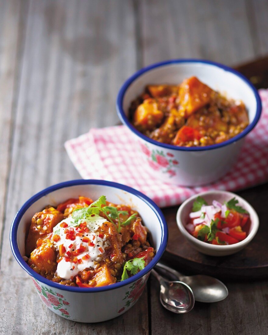 Süsskartoffelcurry mit Linsen